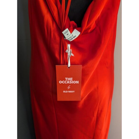 NWT Old Navy The Occasion by Old Navy Satin Cowl Maxi Dress in Bright Coral - M - Picture 4 of 10
